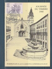 carte  1er jour  journée du timbre  66  Perpignan   1988