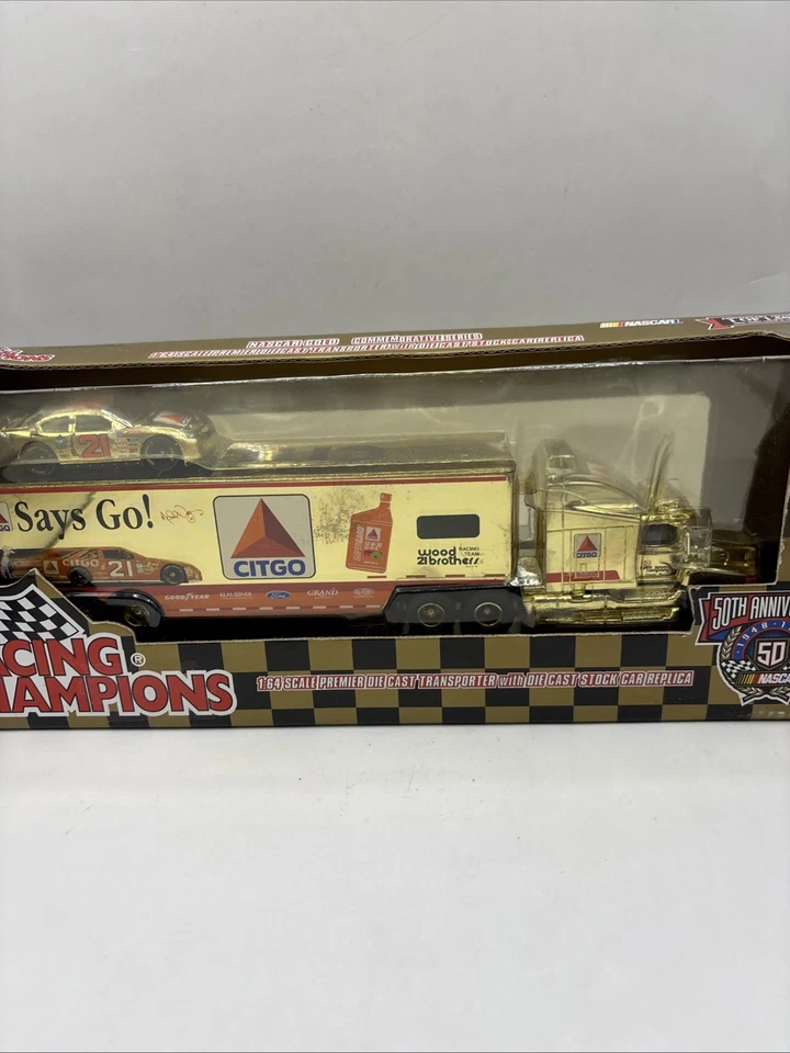 Camión de equipo Racing Champions Nascar Gold Citgo escala 1:64 Ltd. (b) #21 Foto 3 de 4