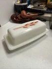 Vintage Pyrex 72-B Butter Dish w Lid Autumn Harvest Wheat Milk Glass USA RARE