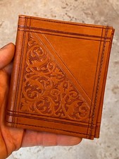 Buxton Moroccan Ultra-Thin Leather Wallet Sheepskin Fleur-de-Lis Hand-Tooled NEW
