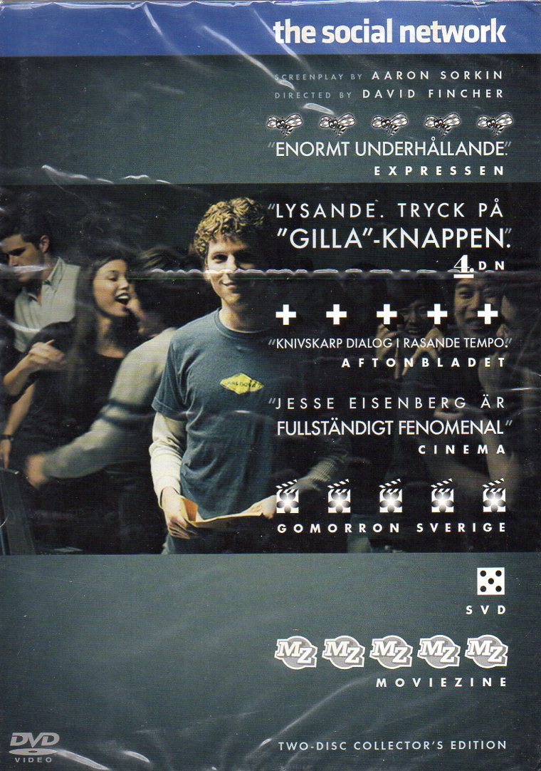 The Social Network - DVD - Region 2 - Nordic - New & Sealed