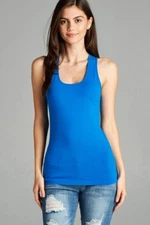 Slim Fit Women's Racer Back Soft Stretch Fitted Sleeveless Cotton Tank Top