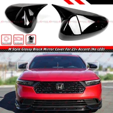 FOR 2023-2025 ACCORD M STYLE GLOSS BLACK SIDE MIRROR COVER CAP OVERLAY W/O LIGHT
