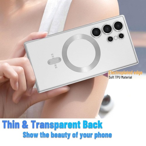 Plating Magsafe Clear Shockproof Case For Samsung Galaxy S24 Ultra S24+ S24 FE - Picture 5 of 22