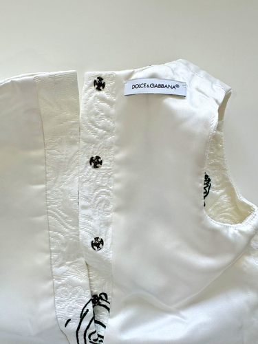 Dolce & Gabbana White and Green Print Sleeveless Dress Size 9-12 Months - Picture 5 of 6