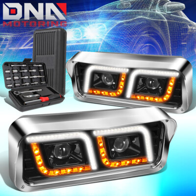 FOR 1981-2019 KENWORTH W900 WESTERN STAR 4800 LED DRL PROJECTOR HEADLIGHT+TOOLS