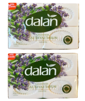 8 x 125g Dalan Natural Turkish Lavender Traditional Pure White Bath Soap Bars