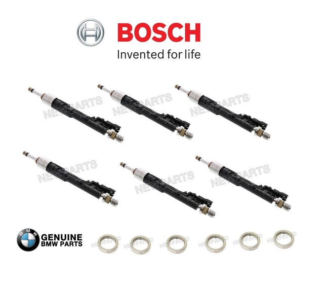 Kit of 6 Fuel Injectors Bosch & 6 Decouplers Genuine For BMW 335i F10