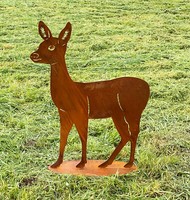Stehendes Reh 80X62Cm Auf Platte Edelrost Rost Metall Rostfigur Hirsch Kitz