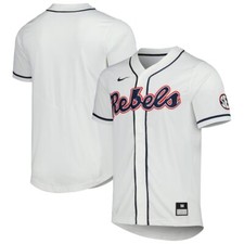Ole Miss Rebels Nike Men's White Full-Button Official NCAA Baseball Jersey