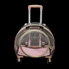 Transparent & Fully Breathable Dog/Cat Carrier with Rolling Wheels for Traveling