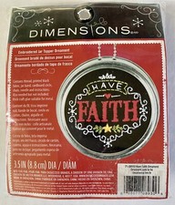 NIP HAVE FAITH Embroidered Jar Topper Ornament Kit Dimensions 3.5 In 8.8cm