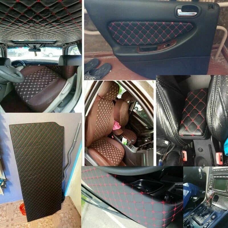 Tela esponja acolchada bordado grueso costura interior asiento coche material cojín Foto 4 de 4