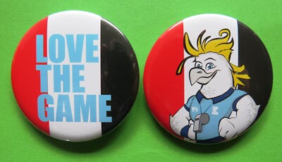 AFL Tin Badges: ST  KILDA  (Saints) x 2  .....  (55mm Diameter)