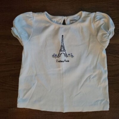 GYMBOREE Girls 3T white ''I adore Paris'' cap sleeve tee