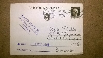 cartolina del 1939 alla Carpano da Caffè Mazzini Verona