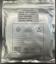 LED 5050 Strip Light, 60 LEDs/M, Color: 6000-6500K, IP20