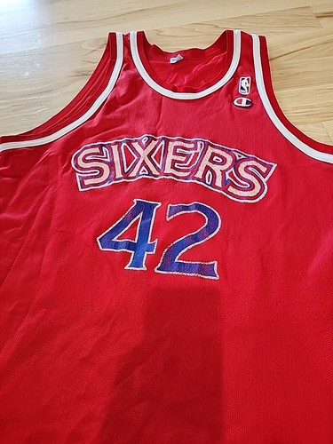 VTG Red 76ers Jerry Stackhouse #42 Sixers Champion Jersey NBA Basketball Sz 48 - Picture 3 of 9