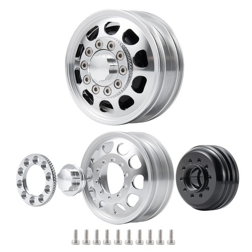 2/4 PIEZAS llantas de metal delanteras para 1:14 Tamiya Tractor Truck RC Car - Imagen 7 de 15