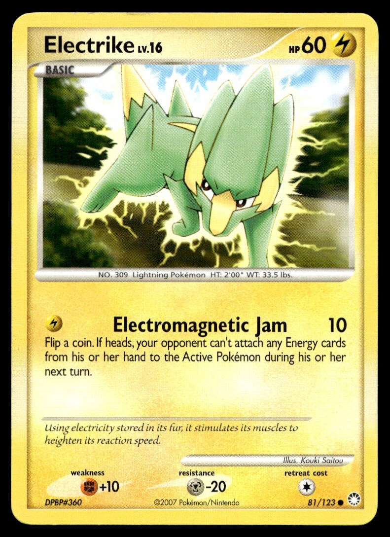 Electrike 81/123 Pokemon Card Mysterious Treasures Common 60 HP LP W16