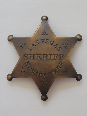 Collectable Western Badge Old West Solid 3'' Brass Badge Las Vegas Sheriff Nevada