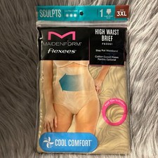 Maidenform Flexees High Waist Brief Womens Size 3XL Beige Shapewear Ultra Firm