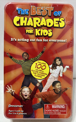 The Best of Charades for Kids Game Pressman #3008E Tin Box- Factory Sealed