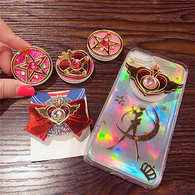 Sailor Moon Phone Holder Crystal Star Moon Finger Heart Ring Stent