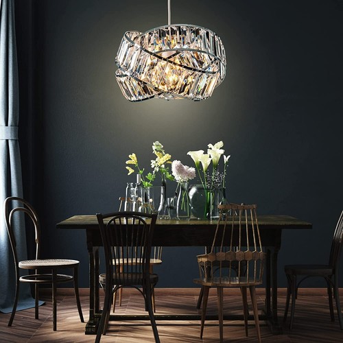 Giggi Chrome Intertwined Ring Ceiling Pendant Acrylic Crystal Modern Light Shade - Picture 6 of 7