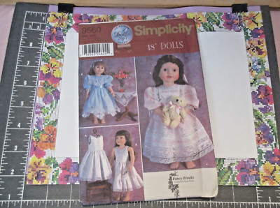 2001 SIMPLICITY PATTERN NO. 9560 (12PCS)~18'' DOLLS FANCY FROCKS-SUSAN PAYNE~USA