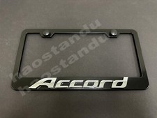1x Foraccord 3d Emblem Black Stainless License Plate Frame Rust Free Screw Cap