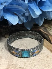 17. Vintage Ostby Barton Art Deco Sterling Filigree Hinged Bracelet 7 1/8",34.8g