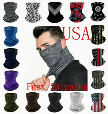 Face Mask Covering Reusable Washable Breathable Bandana Gaiter Cover w Loops