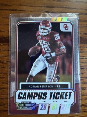 2021 Panini Contenders Draft Picks Campus Ticket #59 Adrian Peterson Oklahoma 