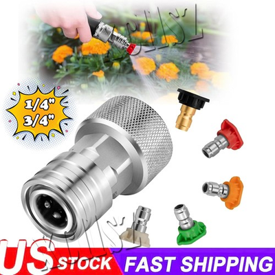 #ad Garden Hose to Pressure Washer Adapter 3 4quot; GHT to 1 4quot; Quick Connect StainlNew $13.99