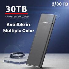 2/30TB Light Weight External Hard Drive SSD with USB 3.0 Type-C