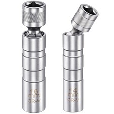 14mm 16mm Magnetic Swivel 12 Point Thin Wall Spark Plug Socket Set 3/8" Drive