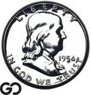 1954 Franklin Half Dollar Proof, Flashy Solid Gem PR++