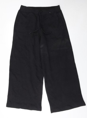 Marks and Spencer Damen Schwarz Baumwolle Jersey Weites Bein Hose Größe 12