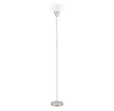 Hampton Bay 70in. Brushed Nickel 1-Light Torchiere Floor Lamp with Plastic Shade
