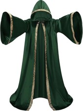 Velvet Wizard Robe with Hooded and Sleeves Halloween Fancy Cool Cosplay Costu...