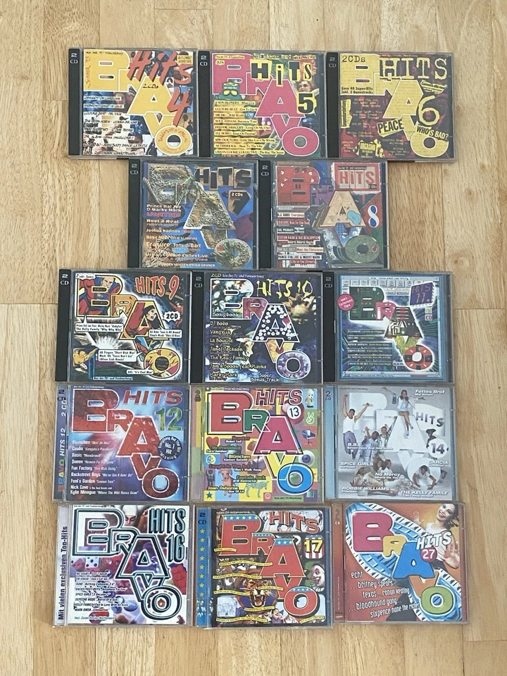 Bravo Hits CD-Konvolut (Nr. 4, 5, 6, 7, 8, 9, 10, 11, 12, 13, 14, 16, 17, 27)