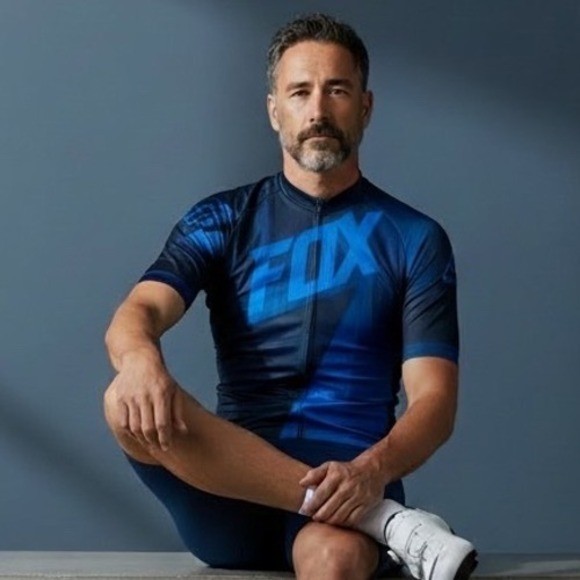 Fox Racing Mens Blue Full Zip Short Sleeve Cycling Jersey Si