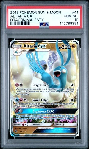 2018 POKEMON SUN & MOON DRAGON MAJESTY #41 ALTARIA GX PSA 10