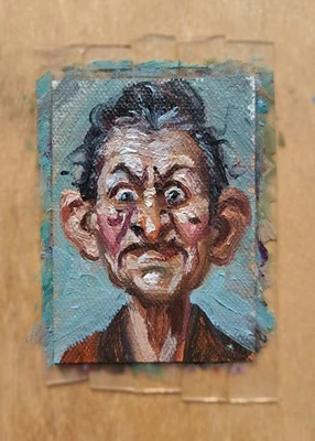 ACEO Original Oil Painting OOAK Portrait Series No 8 Linen Canvas Signed - Image 1 of 3