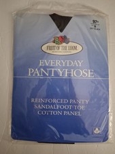 Vtg Fruit of the Loom Everyday Pantyhose Sealed Off Black Size B Sandalfoot Toe