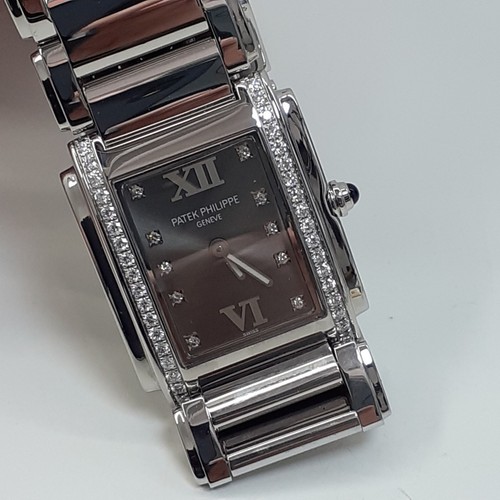 Full Set 2006 Patek Philippe Twenty-4 Lady 25 mm Steel Quartz Diamond Watch 4910