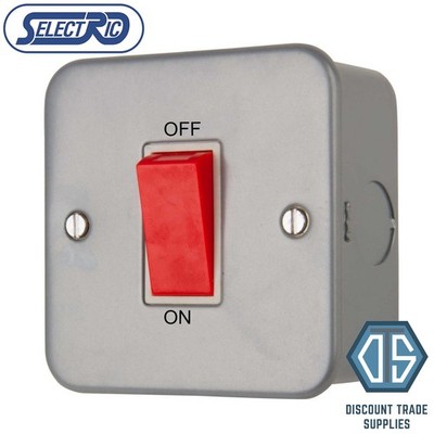 Selectric LG951MB Metal Clad 45 Amp DP Switch - 1 Gang 230V Surface Switch