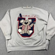 Vintage Sweatshirt Mens OSFA Gray Aussie Koala Bear USA Made Embroidered Ragla