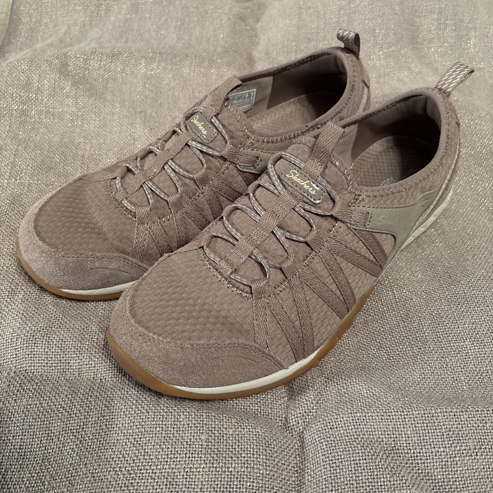 Skechers Women's Slip-On Sneakers Taupe Size 9.5 Air-Cooled Memory Foam Relaxed